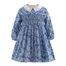 Load image into Gallery viewer, Blossom Smocked Dress | Blue Floral Print