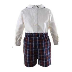 Baby Boy Pin Tuck Shirt & Tartan Short Set