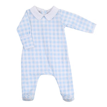 Load image into Gallery viewer, Baby Checks Collared Footie - Pink or Blue