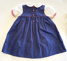Load image into Gallery viewer, Short Sleeve Dress | Navy with Apple Details