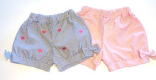 Load image into Gallery viewer, Girl&#39;s Shorts | Blue Seersucker with Heart