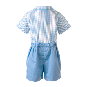 Blue Gingham Shirt and Short Set