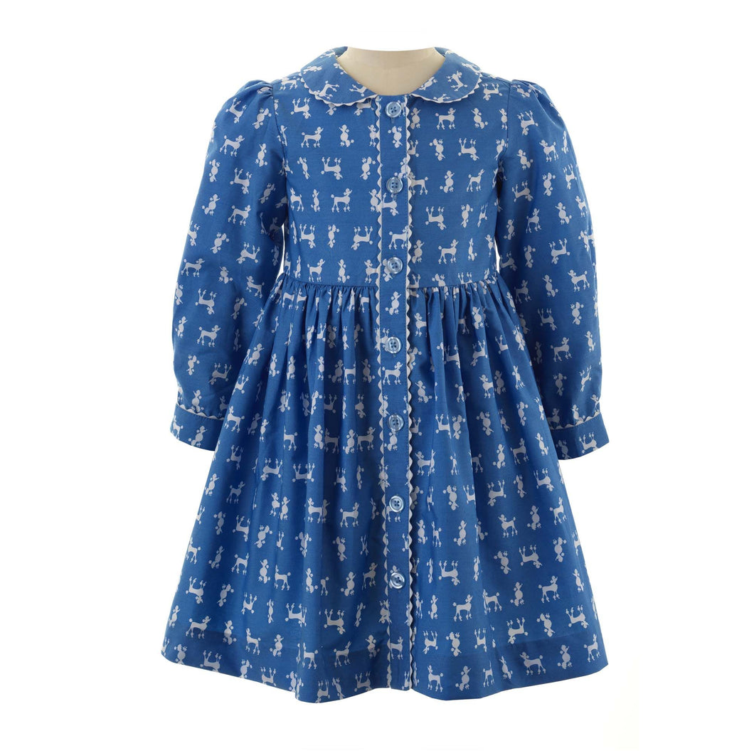 Girls Poodle Button Front Dress