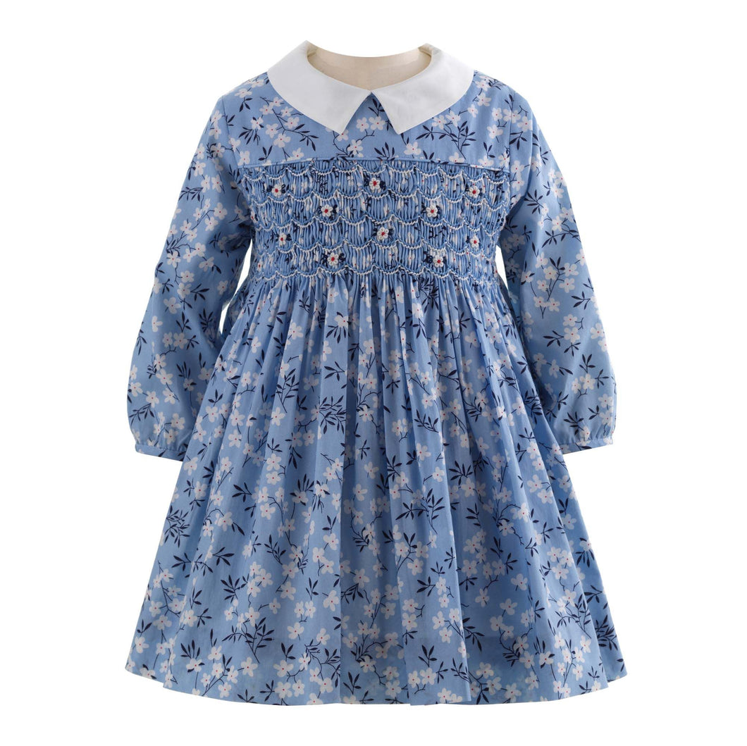 Blossom Smocked Dress | Blue Floral Print