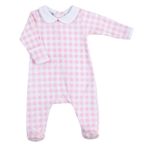 Baby Checks Collared Footie - Pink or Blue