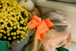Bow with Pumpkin Embroidery | Orange or Navy