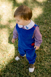 Boys Corduroy Longall | Royal Blue with Red Buttons and Tabs