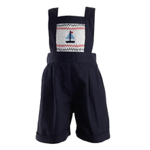 Load image into Gallery viewer, Sailboat Smocked Dungaree