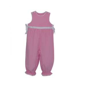 Girls Romper | Pink Corduroy with White Ribbon