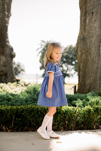 Girls Dress | Periwinkle with White Piping
