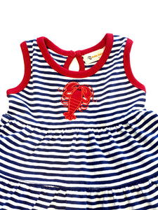 Girls Knit Dress | Stripe with Lobster Applique