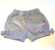 Load image into Gallery viewer, Girl&#39;s Shorts | Blue Seersucker with Heart