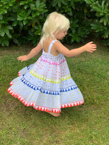 Girl's Maxi Dress | White Multicolored